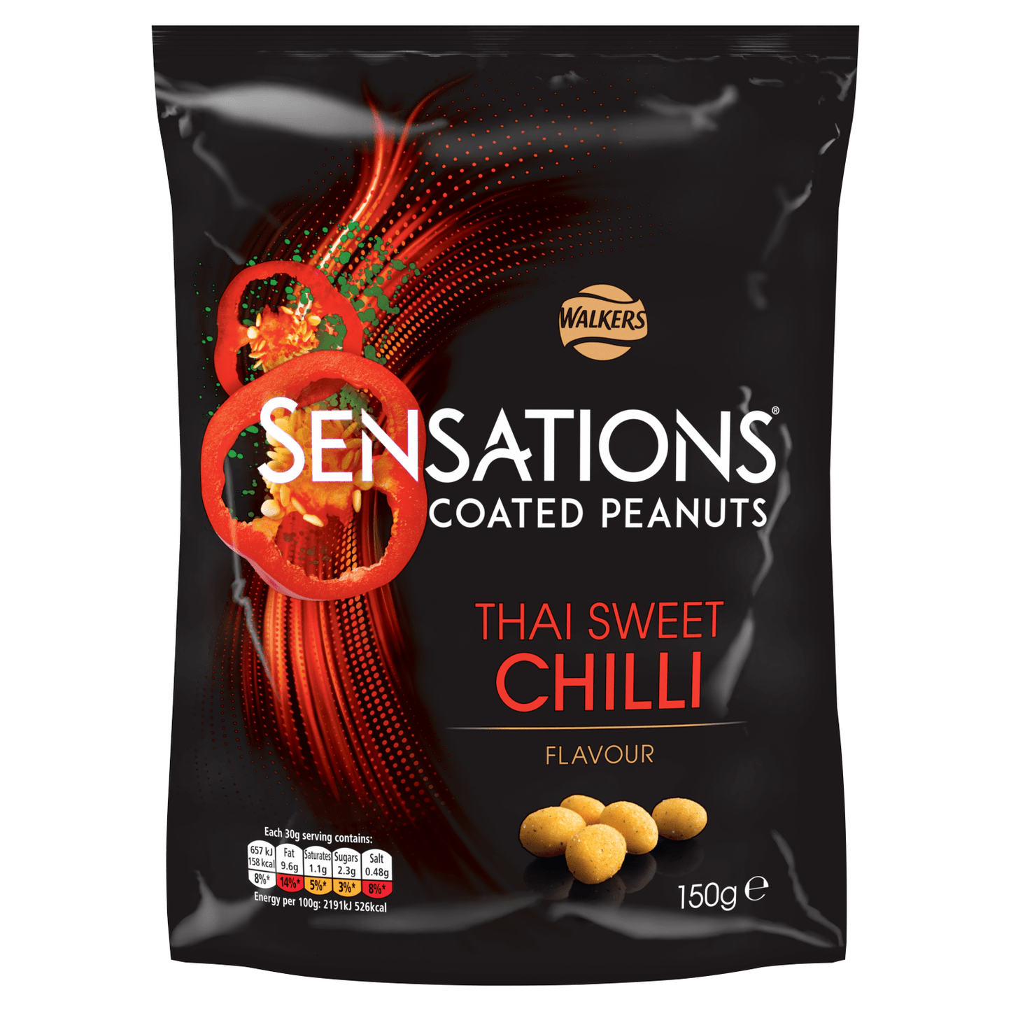 Walkers Sensations Thai Sweet Chilli Coated Sharing Peanuts 150g - UK Food & Drink - 5000328228402