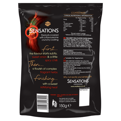 Walkers Sensations Thai Sweet Chilli Coated Sharing Peanuts 150g - UK Food & Drink - 5000328228402