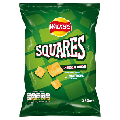 Walkers Squares Cheese & Onion Snacks Crisps 27.5g - UK Food & Drink - 5000328201801