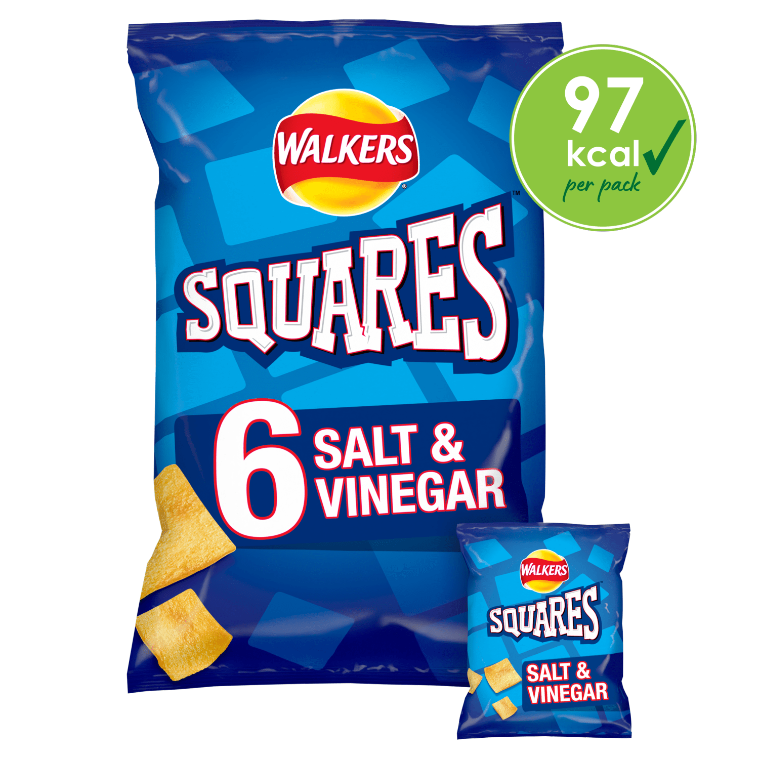 Walkers Squares Salt & Vinegar Multipack Snacks Crisps 6x22g - UK Food & Drink - 5000328238807