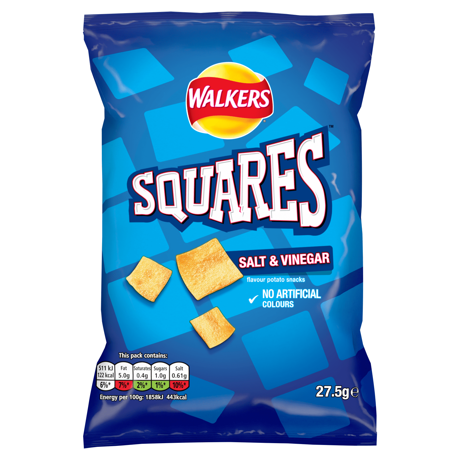 Walkers Squares Salt & Vinegar Snacks Crisps 27.5g - UK Food & Drink - 5000328475905