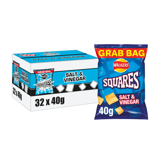 Walkers Squares Salt & Vinegar Snacks Crisps 40g - UK Food & Drink - 5000328529745