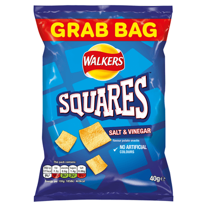 Walkers Squares Salt & Vinegar Snacks Crisps 40g - UK Food & Drink - 5000328529745