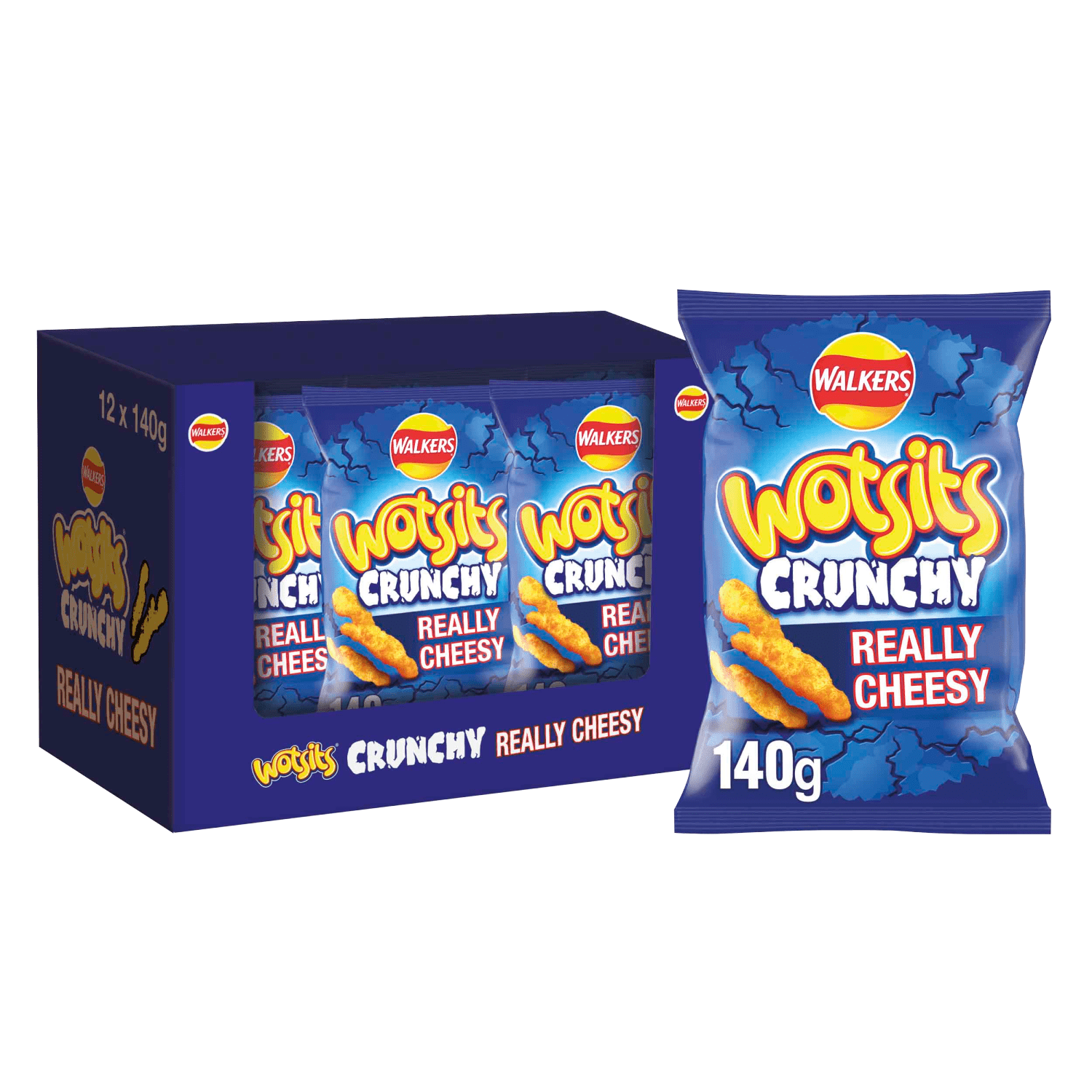 Walkers Wotsits Crunchy Really Cheesy Snacks Crisps 140g - UK Food & Drink - 5000328328645