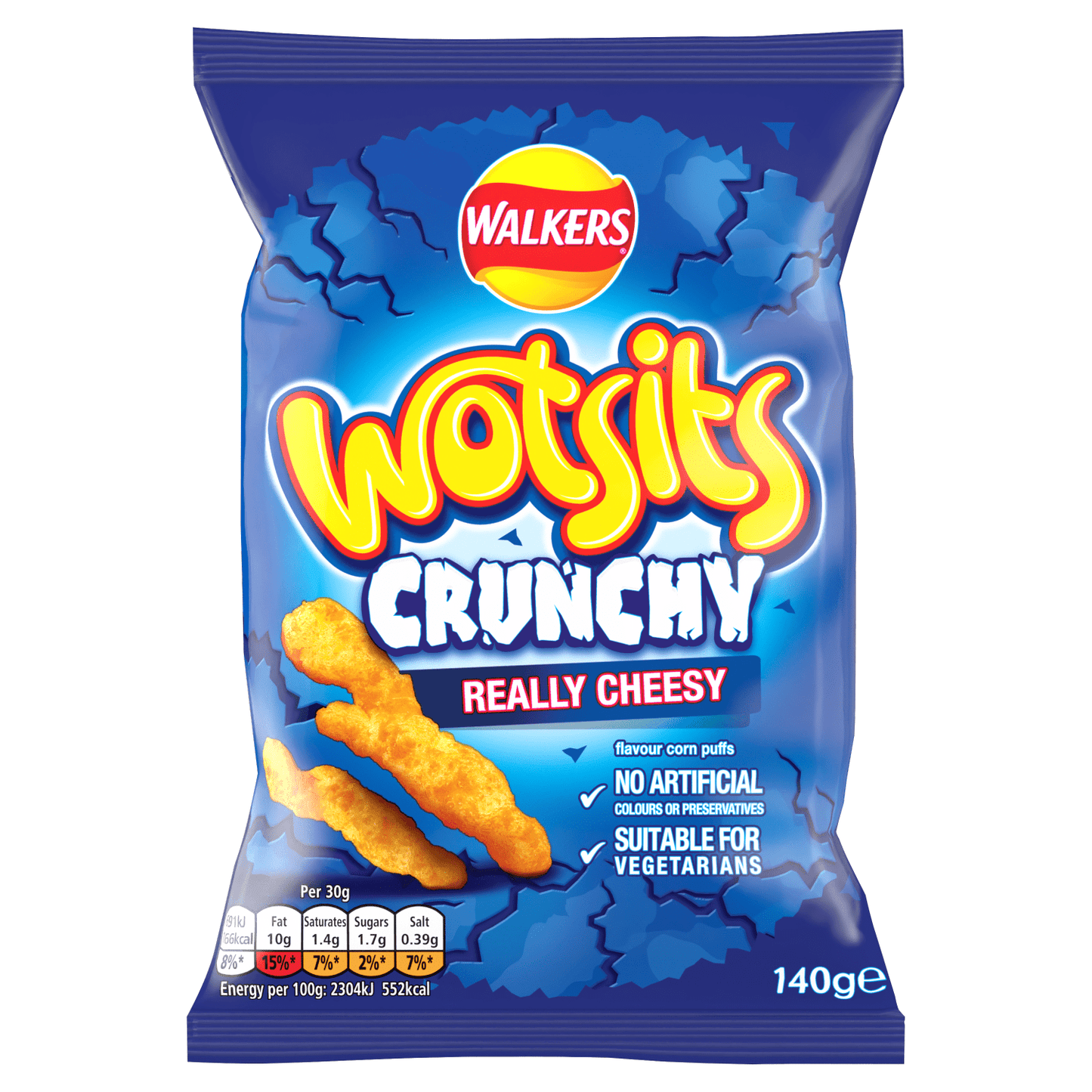 Walkers Wotsits Crunchy Really Cheesy Snacks Crisps 140g - UK Food & Drink - 5000328328645