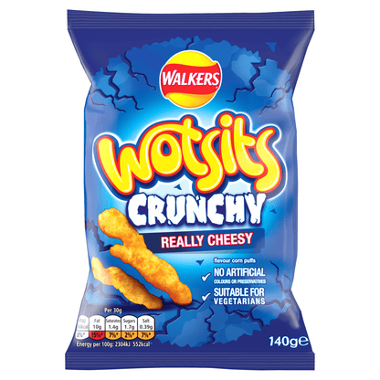 Walkers Wotsits Crunchy Really Cheesy Snacks Crisps 140g - UK Food & Drink - 5000328328645