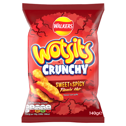 Walkers Wotsits Crunchy Sweet & Spicy Sharing Snacks Crisps 140g - UK Food & Drink - 5000328328812