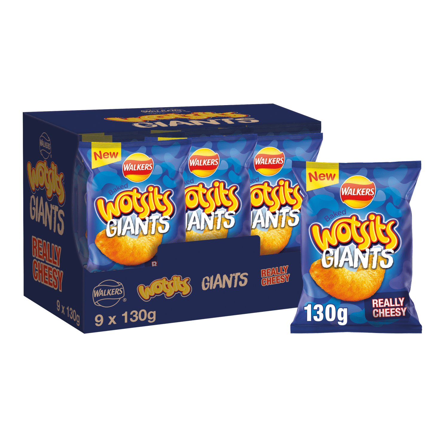Walkers Wotsits Giants Really Cheesy Sharing Snacks Crisps 130g - UK Food & Drink - 5000328202389