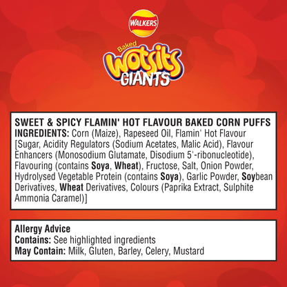 Walkers Wotsits Giants Sweet & Spicy Snacks Crisps 130g - UK Food & Drink - 5000328202464