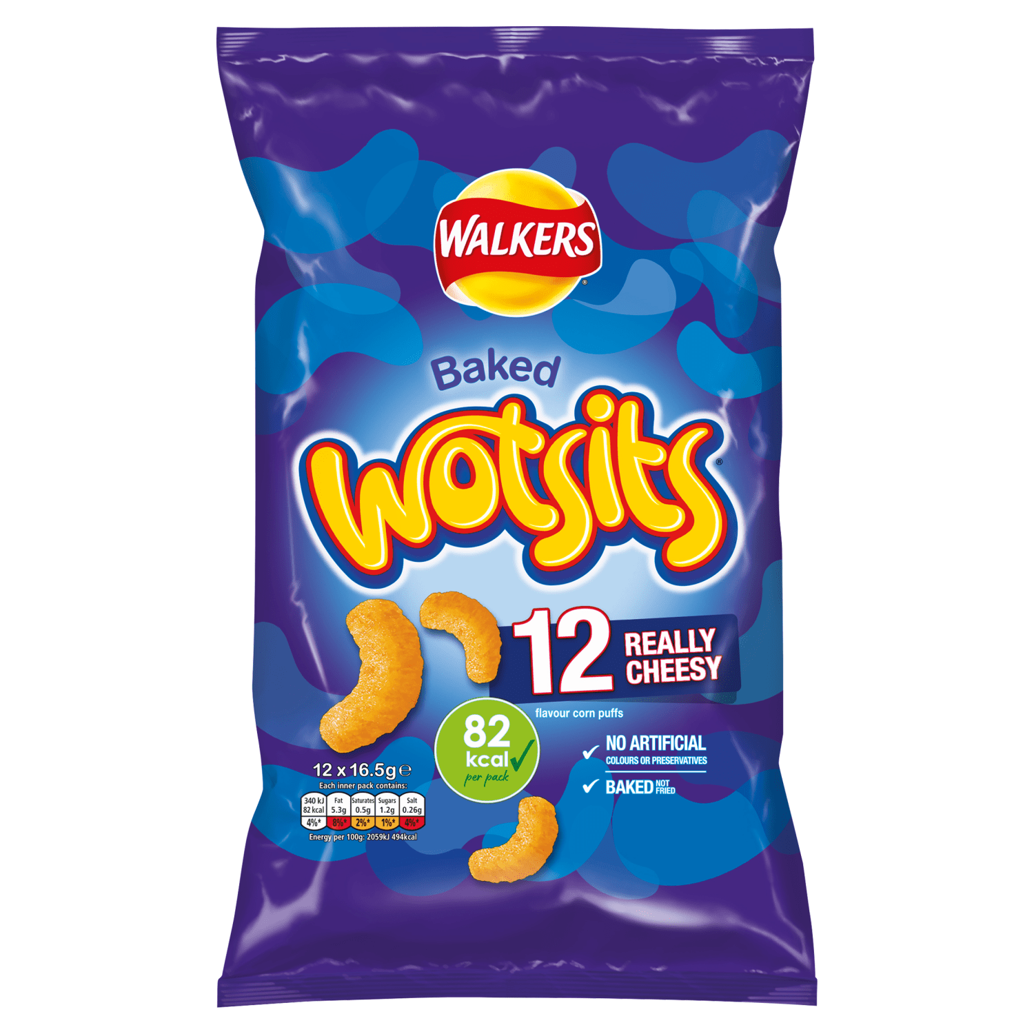 Walkers Wotsits Really Cheesy Multipack Snacks Crisps 12x16.5g - UK Food & Drink - 5000328288529