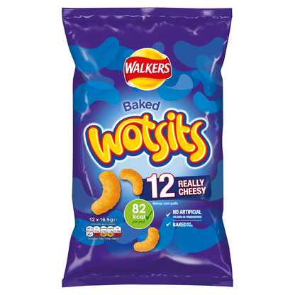 Walkers Wotsits Really Cheesy Multipack Snacks Crisps 12x16.5g - UK Food & Drink - 5000328288529