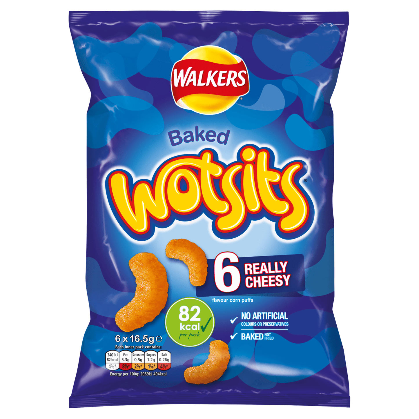 Walkers Wotsits Really Cheesy Multipack Snacks Crisps 6x16.5g - UK Food & Drink - 5000328373362