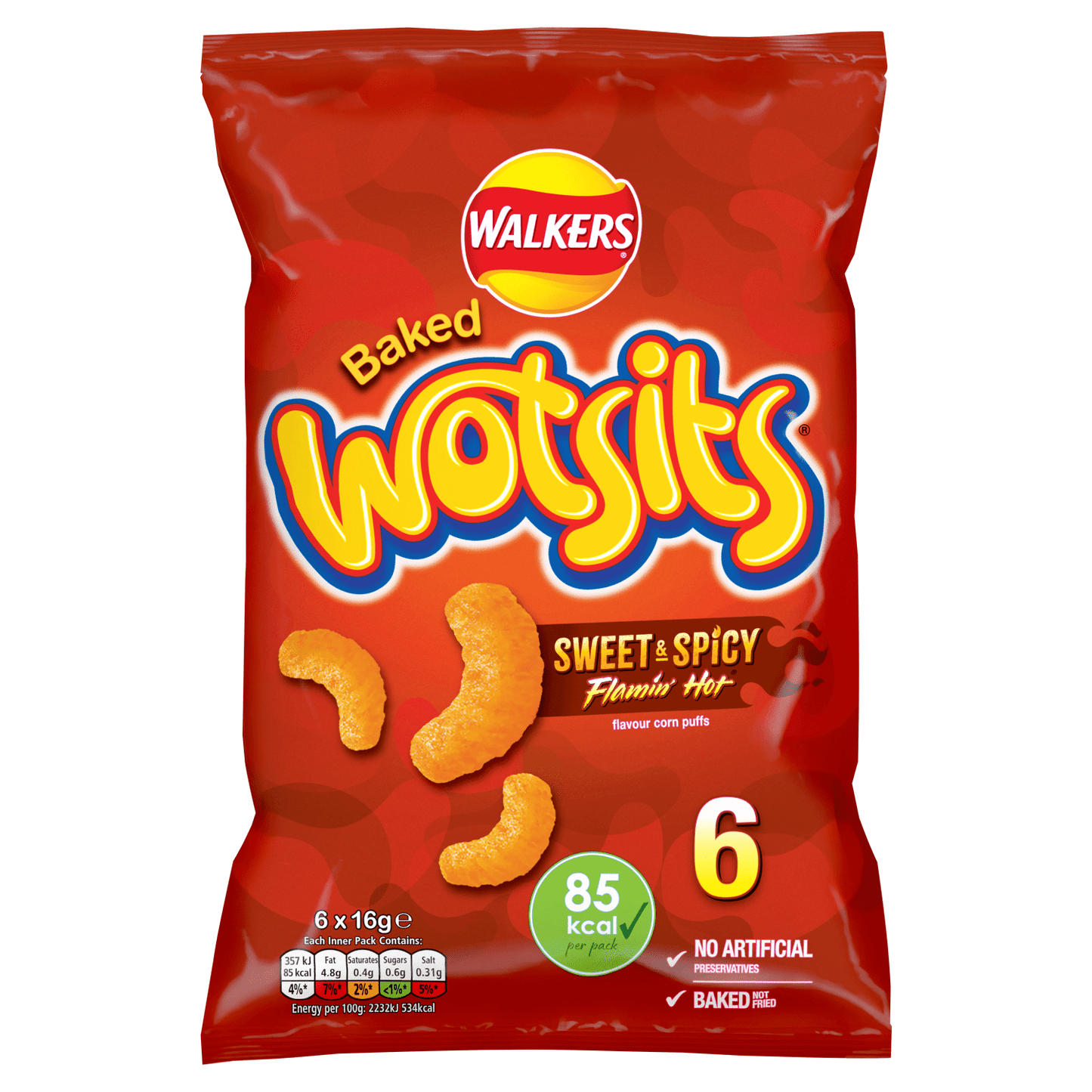 Walkers Wotsits Sweet & Spicy Multipack Snacks 6x16g - UK Food & Drink - 5000328196237
