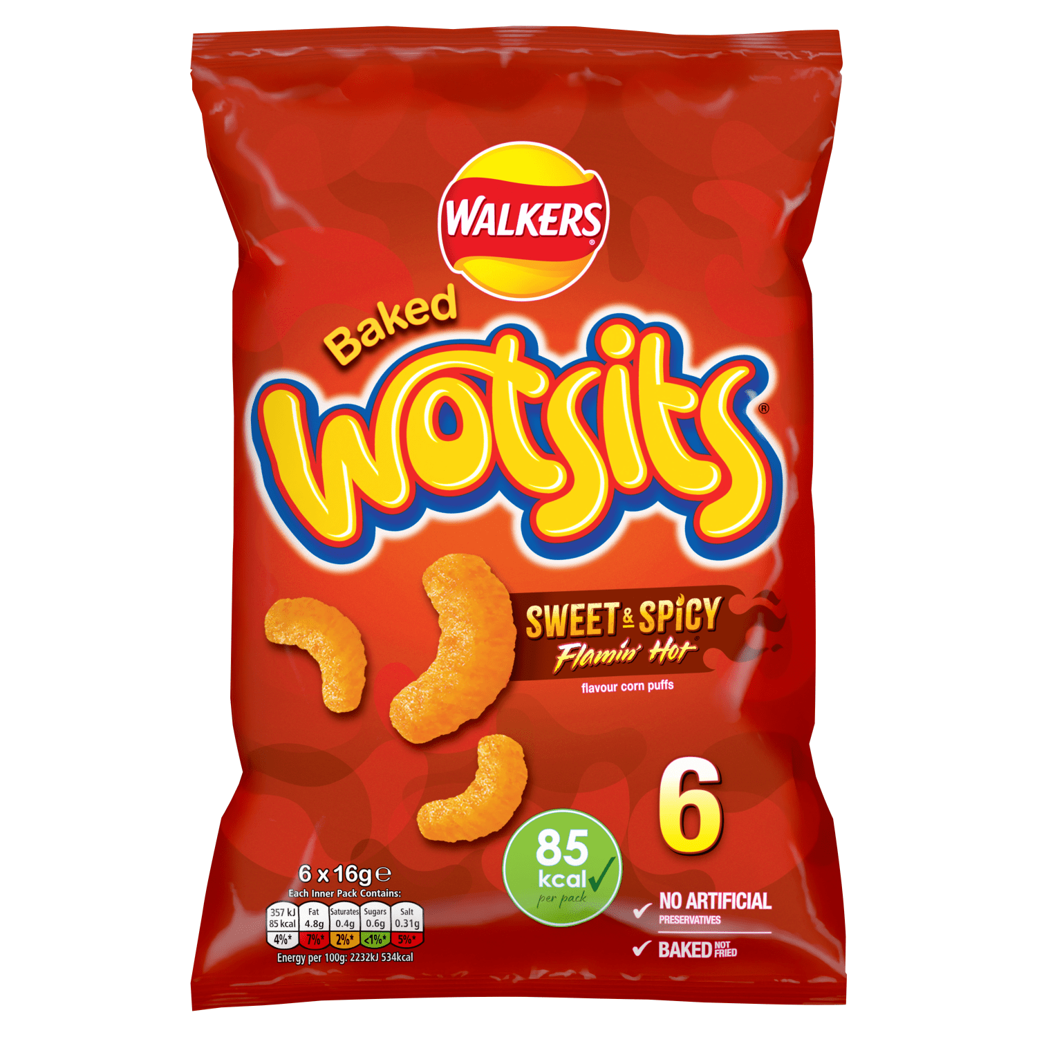 Walkers Wotsits Sweet & Spicy Multipack Snacks 6x16g - UK Food & Drink - 5000328196237