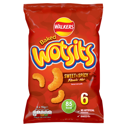 Walkers Wotsits Sweet & Spicy Multipack Snacks 6x16g - UK Food & Drink - 5000328196237