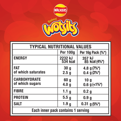 Walkers Wotsits Sweet & Spicy Multipack Snacks 6x16g - UK Food & Drink - 5000328196237