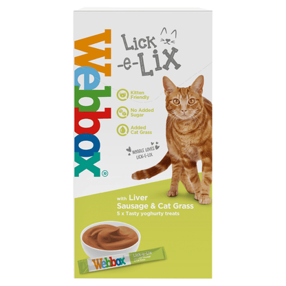 Webbox Lick - e - Lix with Liver Sausage & Cat Grass Tasty Yoghurty Treats 5 x 15g - UK Food & Drink - 5012144905290