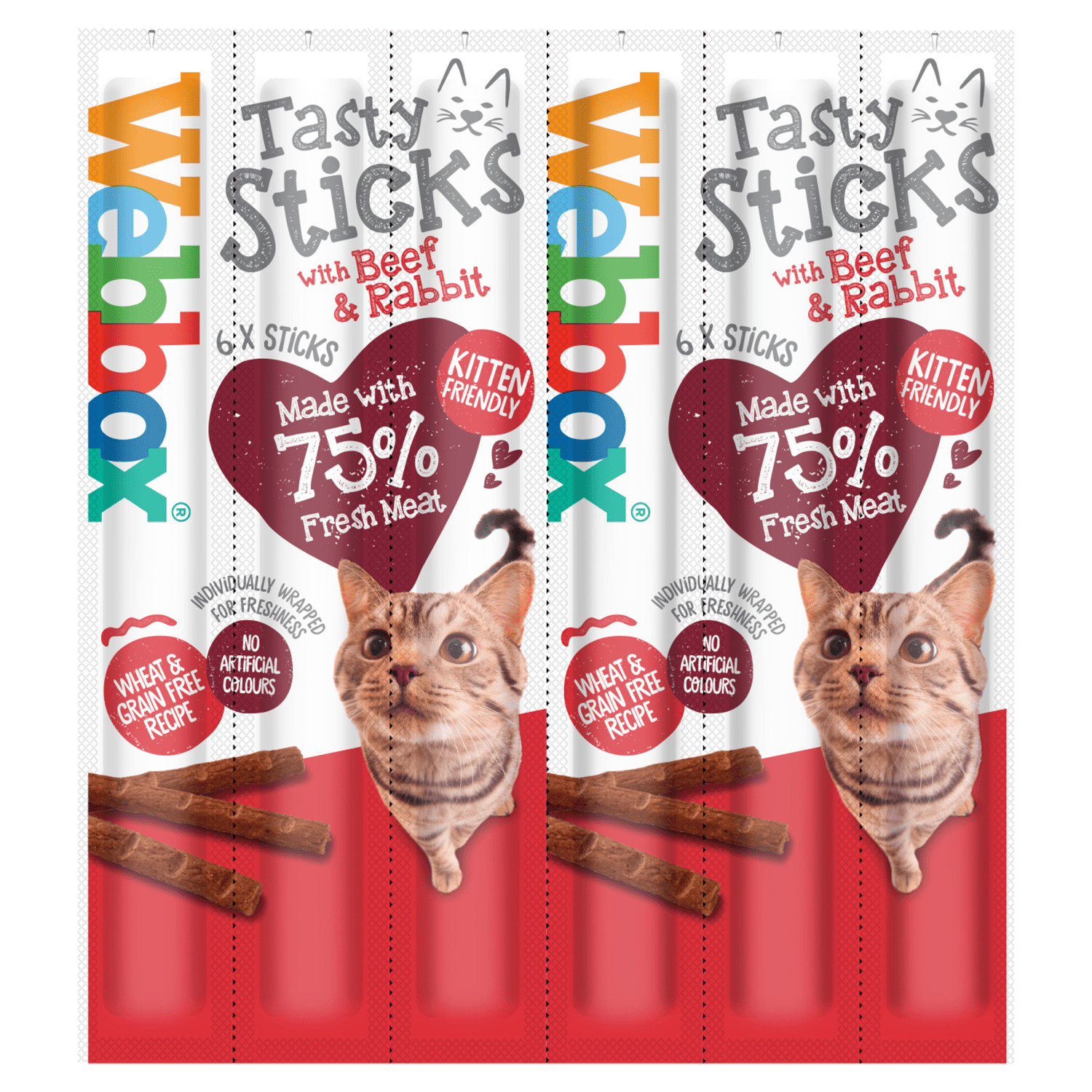 Webbox Tasty Sticks with Beef & Rabbit 6 Semi - Moist Tasty Treats 30g - UK Food & Drink - 5012144400207