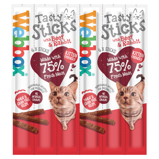 Webbox Tasty Sticks with Beef & Rabbit 6 Semi - Moist Tasty Treats 30g - UK Food & Drink - 5012144400207