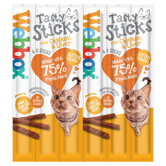 Webbox Tasty Sticks with Chicken & Liver 6 Semi - Moist Tasty Treats 30g - UK Food & Drink - 5012144400108