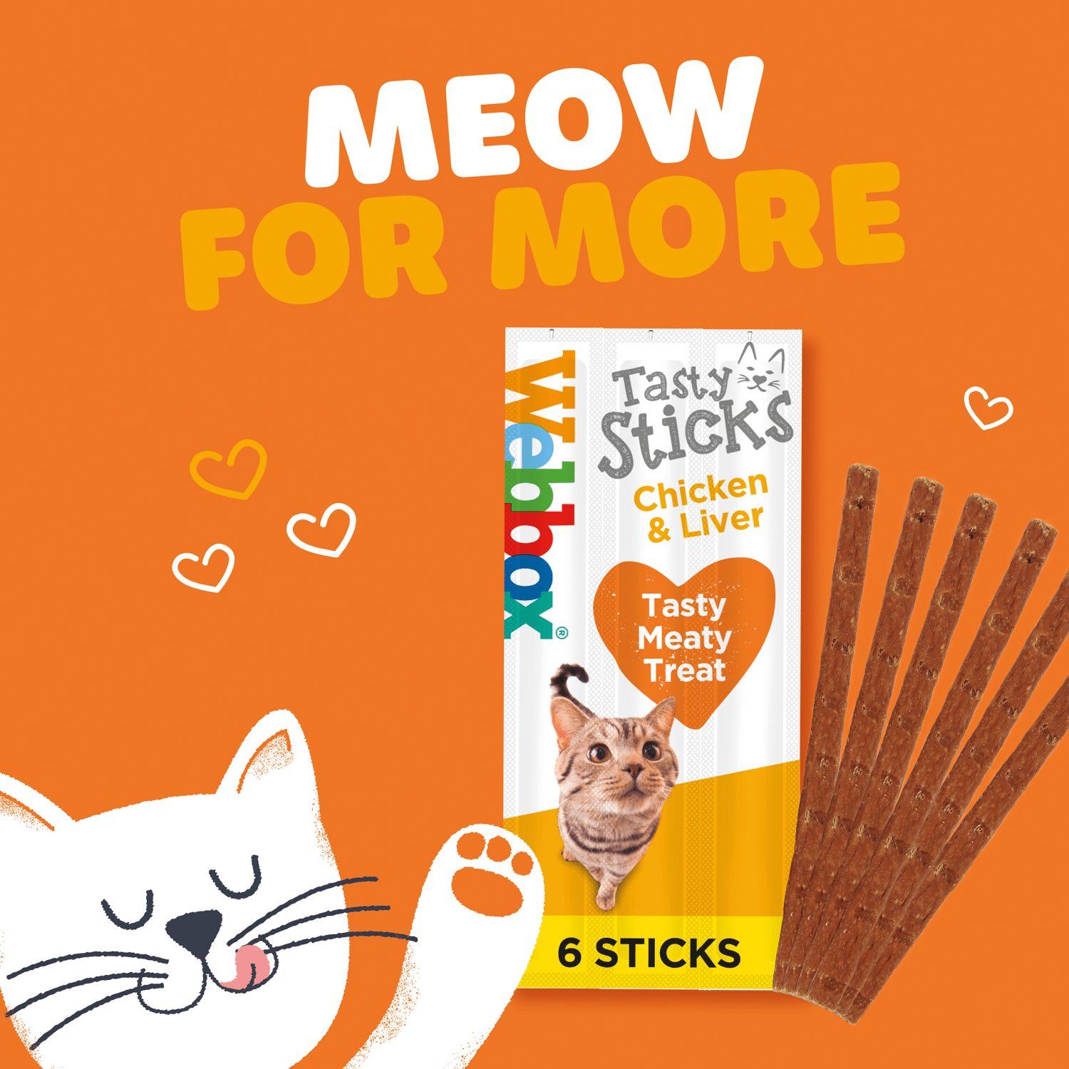 Webbox Tasty Sticks with Chicken & Liver 6 Semi - Moist Tasty Treats 30g - UK Food & Drink - 5012144400108