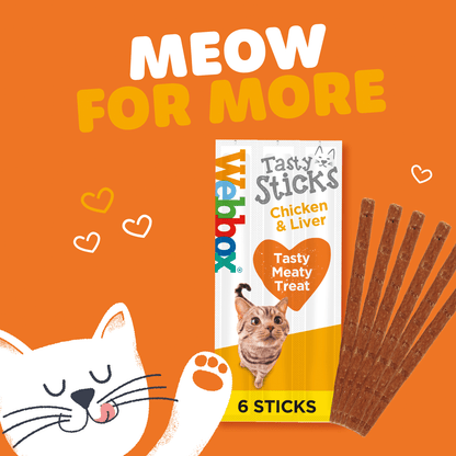 Webbox Tasty Sticks with Chicken & Liver 6 Semi - Moist Tasty Treats 30g - UK Food & Drink - 5012144400108