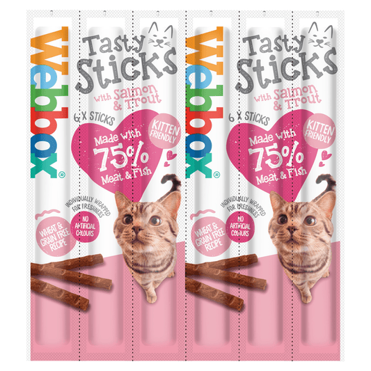 Webbox Tasty Sticks with Salmon & Trout 6 Semi - Moist Tasty Treats 30g - UK Food & Drink - 5012144400405