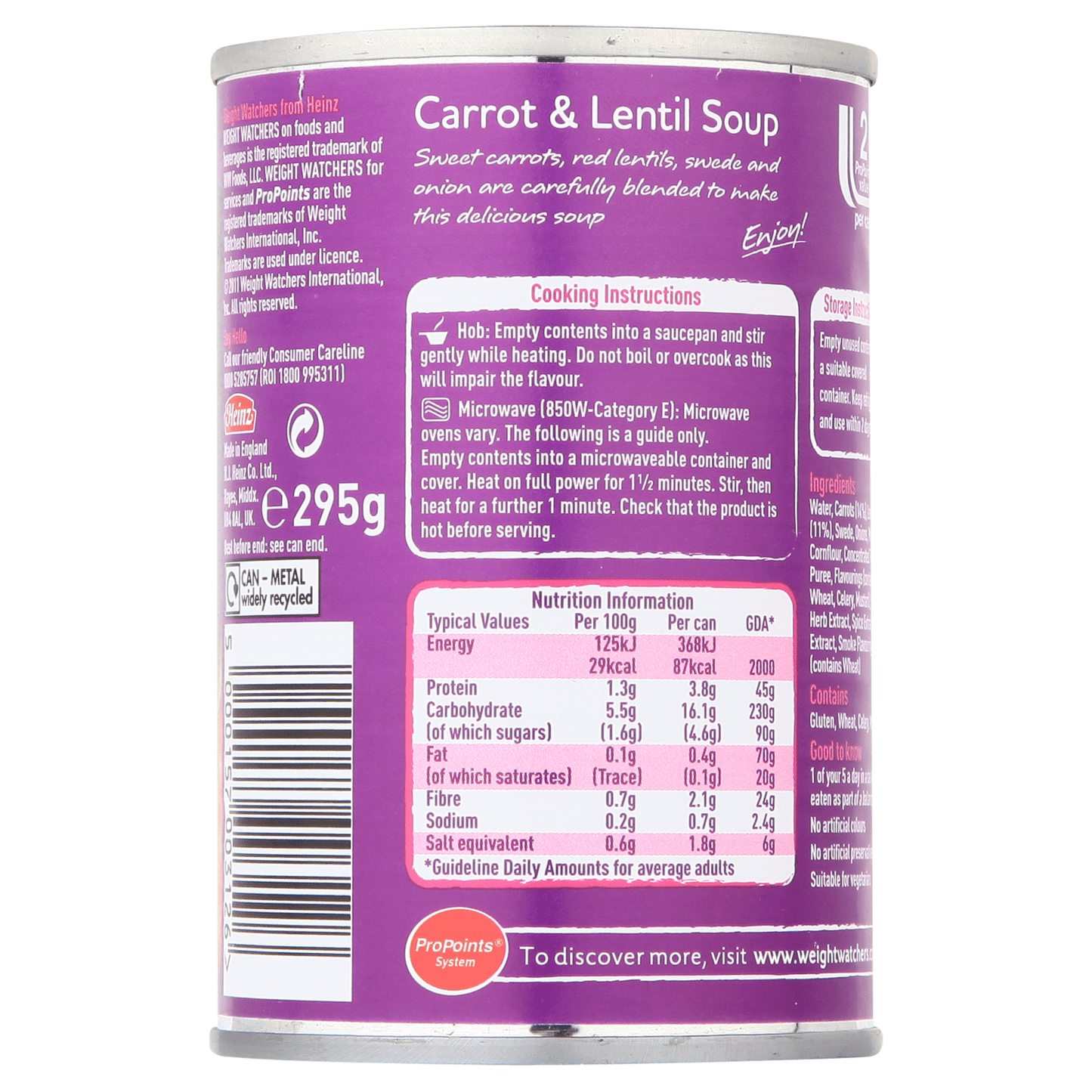 Weight Watchers from Heinz Carrot & Lentil Soup 295g - UK Food & Drink - 5000157003126