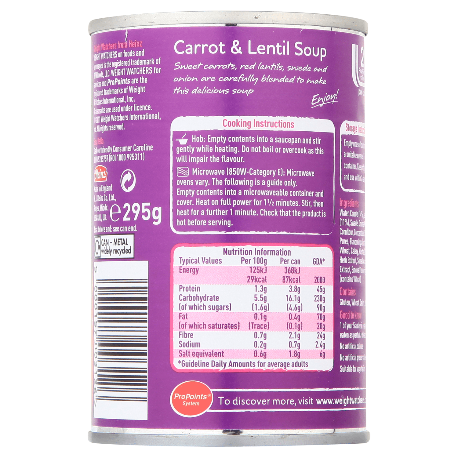 Weight Watchers from Heinz Carrot & Lentil Soup 295g - UK Food & Drink - 5000157003126
