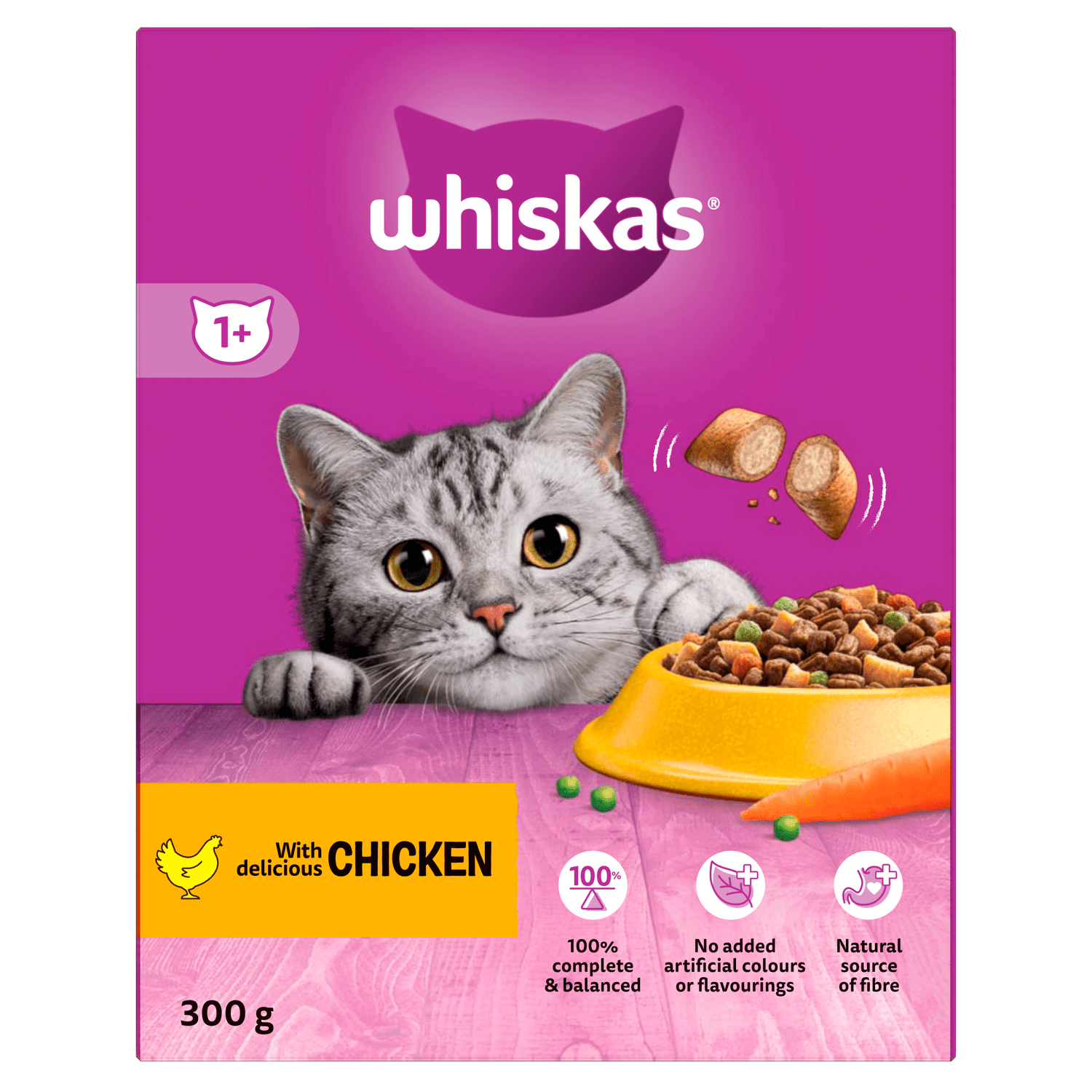 Whiskas 1+ Chicken Adult Dry Cat Food¬†300g - UK Food & Drink - 5900951305597