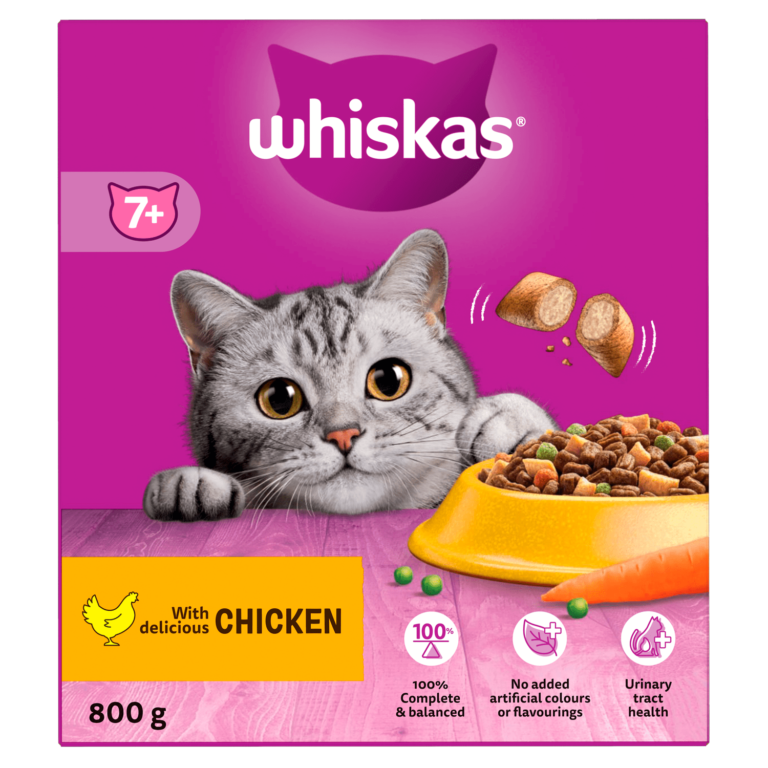 Whiskas 7+ Chicken Adult Dry Cat Food 800g - UK Food & Drink - 5900951305573