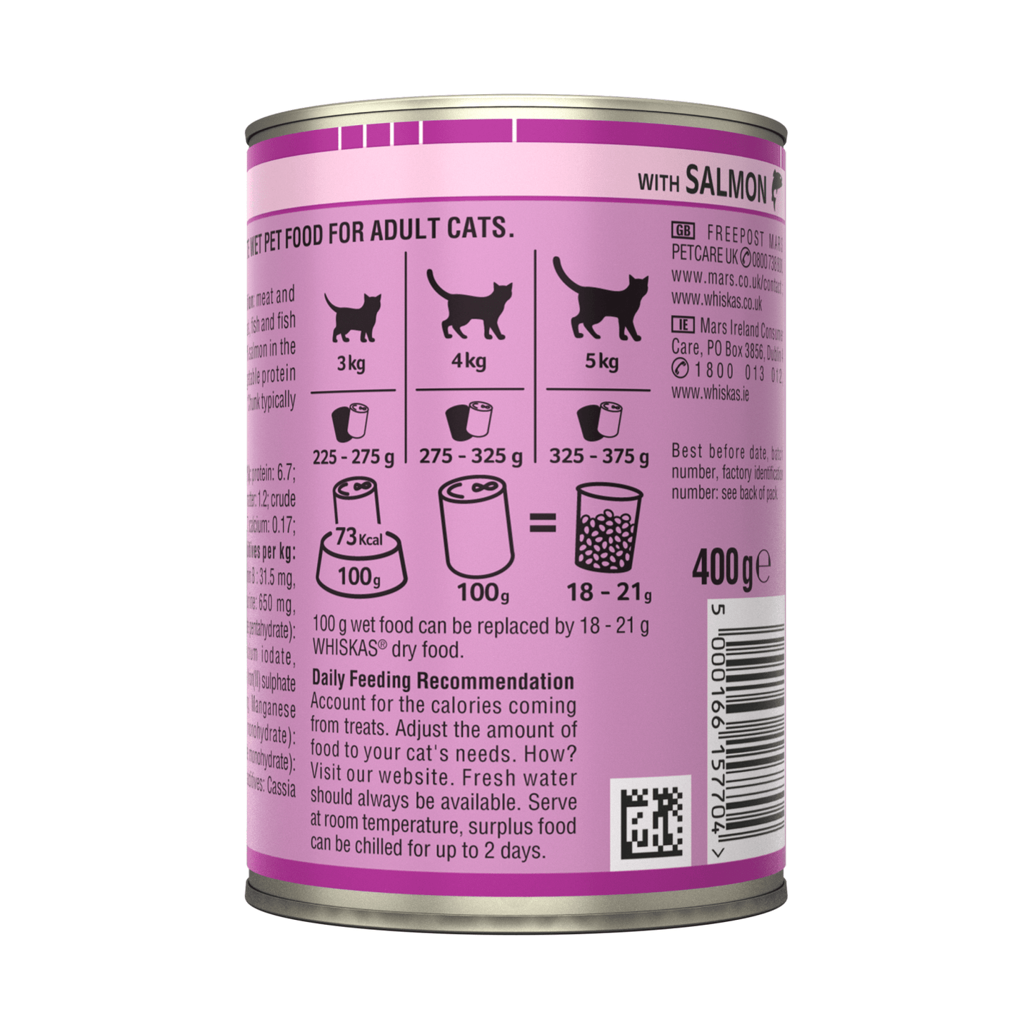Whiskas Adult Wet Cat Food Salmon in Jelly Tin 400g - UK Food & Drink - 5000166157704
