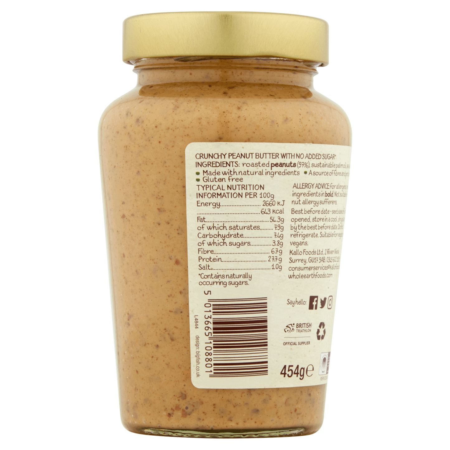 Whole Earth Crunchy Peanut Butter 454g - UK Food & Drink - 5013665108801