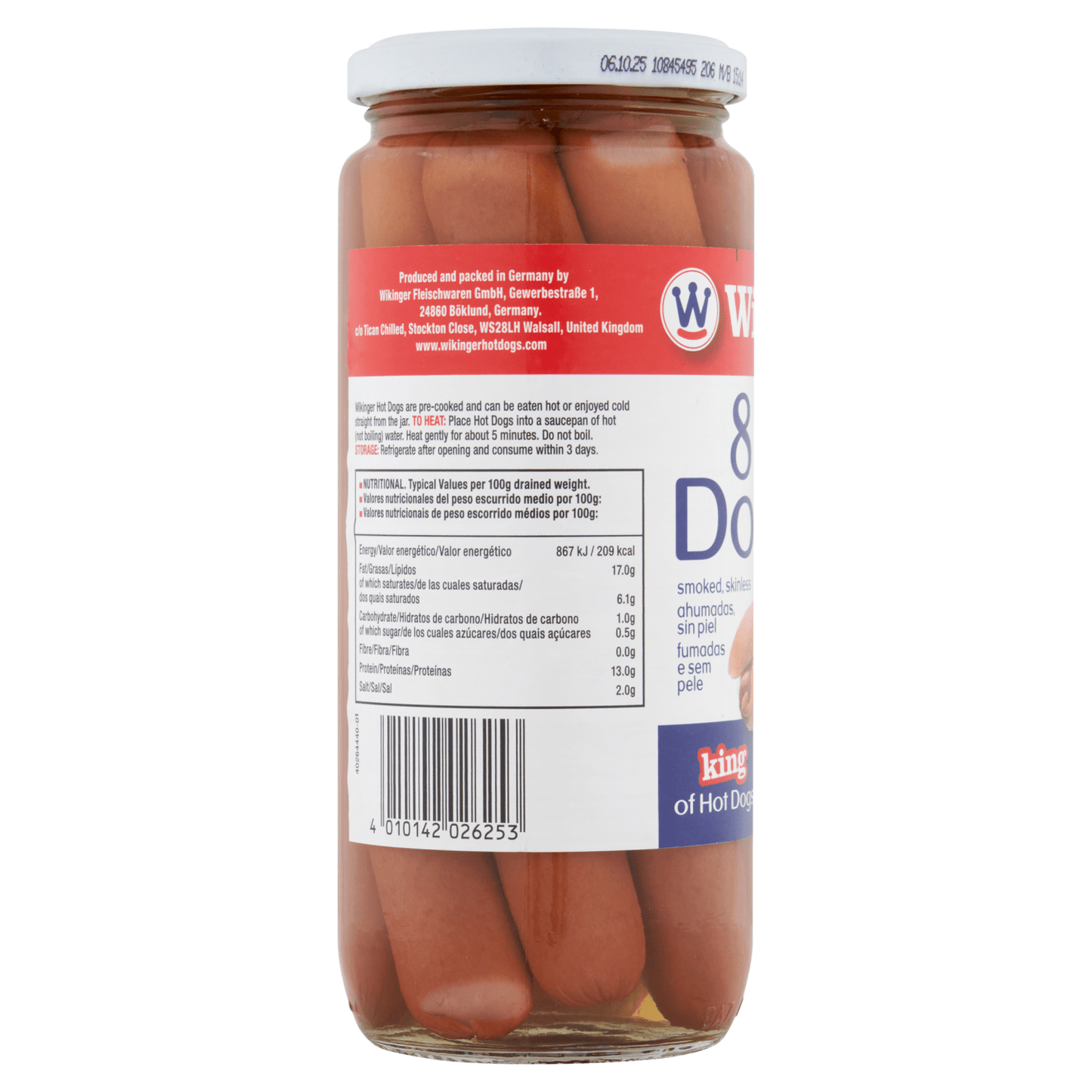 Wikinger 8 Hot Dogs 550g - UK Food & Drink - 4010142026253