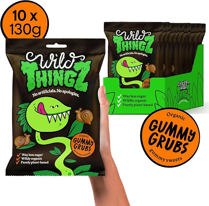 Wild Thingz Organic & Vegan Sweets Gummy Grubs 25g - UK Food & Drink - 5022775000318