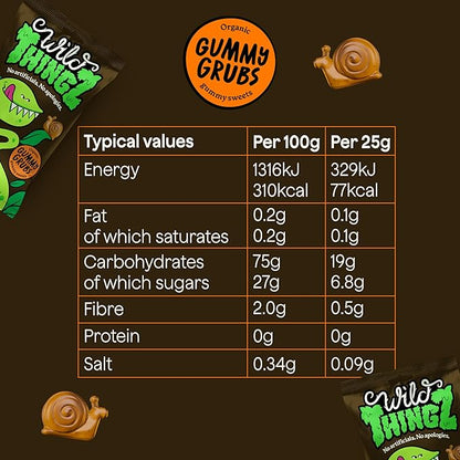 Wild Thingz Organic & Vegan Sweets Gummy Grubs 25g - UK Food & Drink - 5022775000318