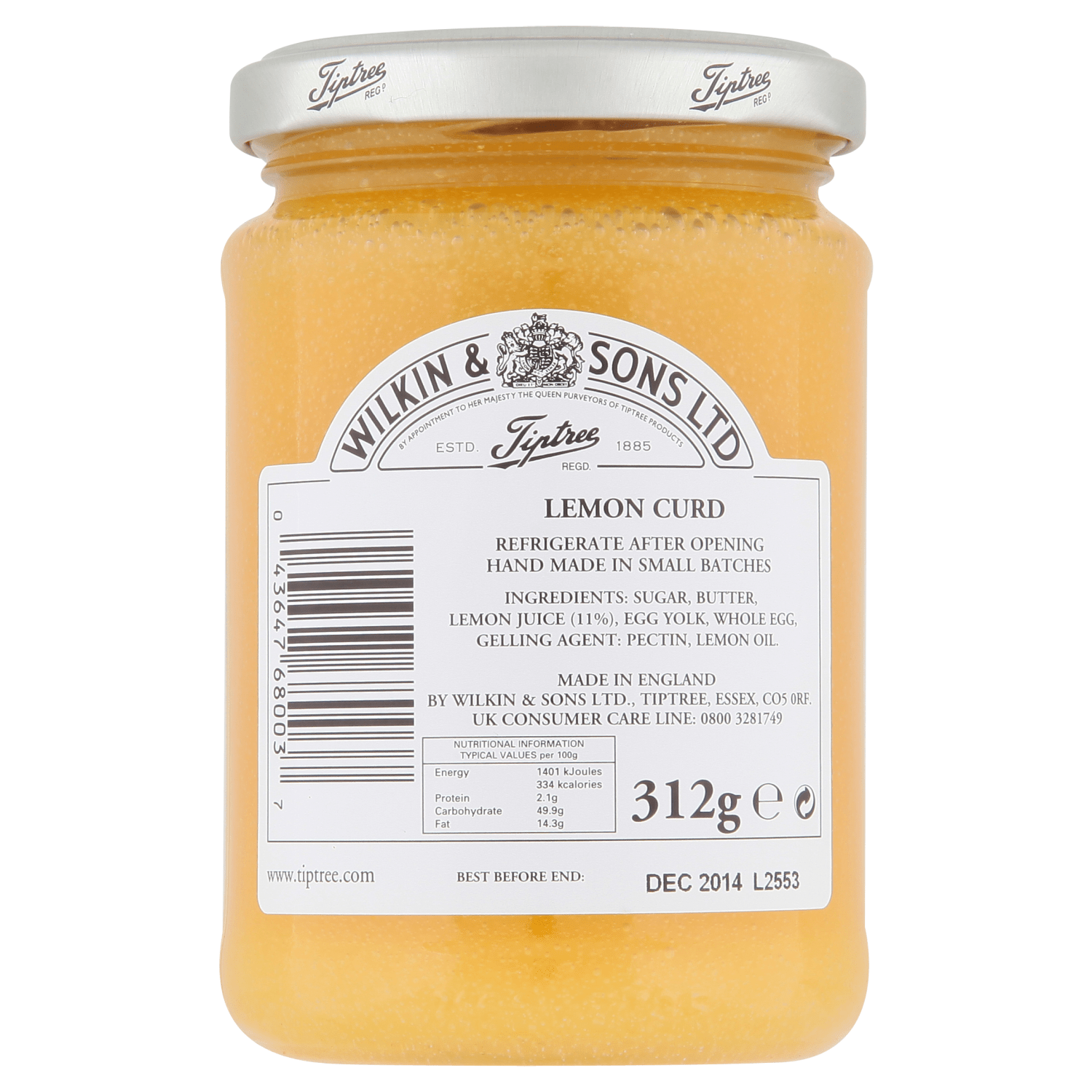 Wilkin & Sons Ltd Tiptree Lemon Curd 312g - UK Food & Drink - 43647680037
