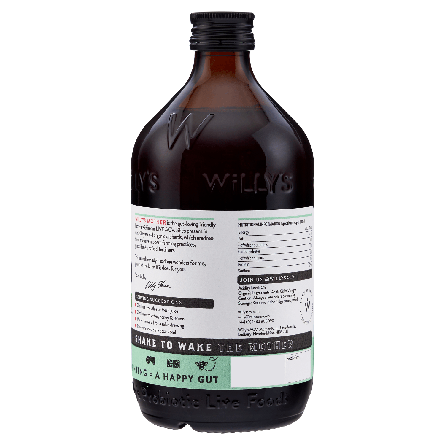 Willy's ACV No1 Original Live Apple Cider Vinegar 500ml - UK Food & Drink - 5060655701054