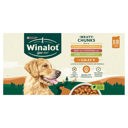 Winalot Perfect Portions Adult Dog Selection in Gravy Chicken & Carrots, Beef & Potatoes 12 x 100g - UK Food & Drink - 7613035605954
