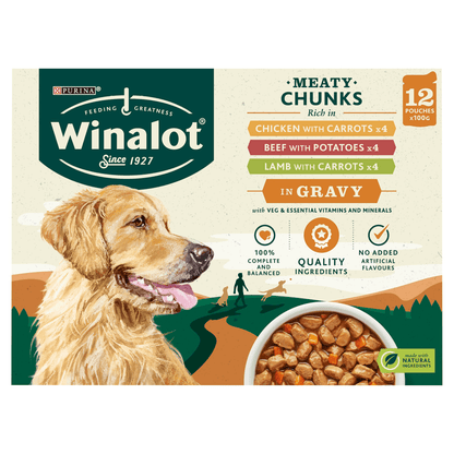 Winalot Perfect Portions Adult Dog Selection in Gravy Chicken & Carrots, Beef & Potatoes 12 x 100g - UK Food & Drink - 7613035605954