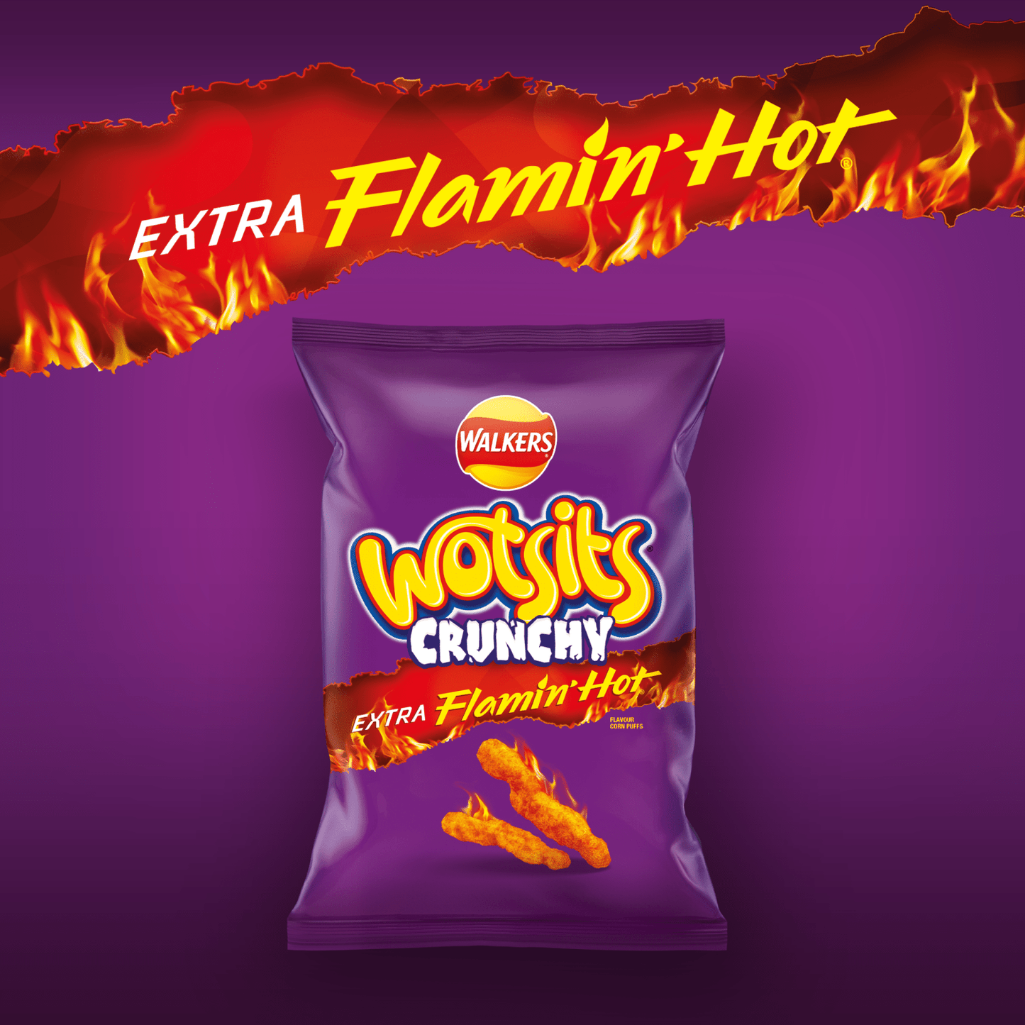 Wotsits Crunchy Extra Flamin' Hot Sharing Bag Crisps 130g - UK Food & Drink - 5000328026251