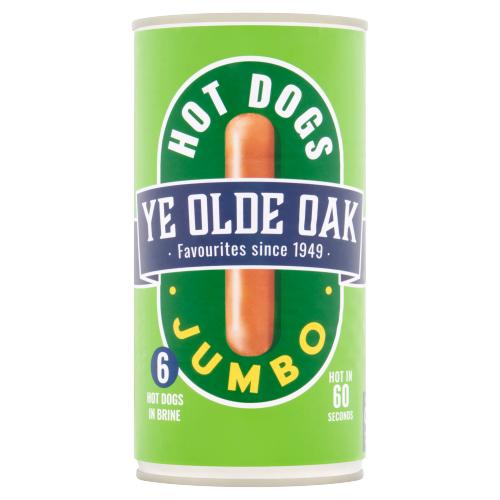 Ye Olde Oak 6 Jumbo Hot Dogs in Brine 560g - UK Food & Drink - 5010431600361
