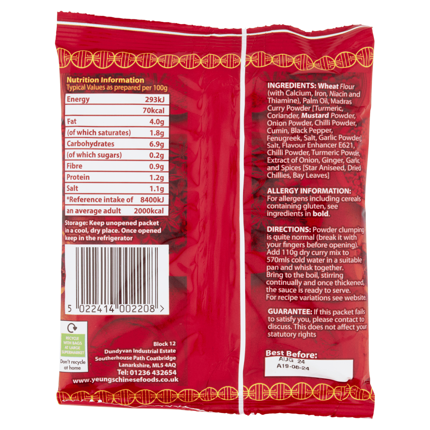 Yeung's Concentrated Chinese Curry Mix 220g - UK Food & Drink - 5022414002208