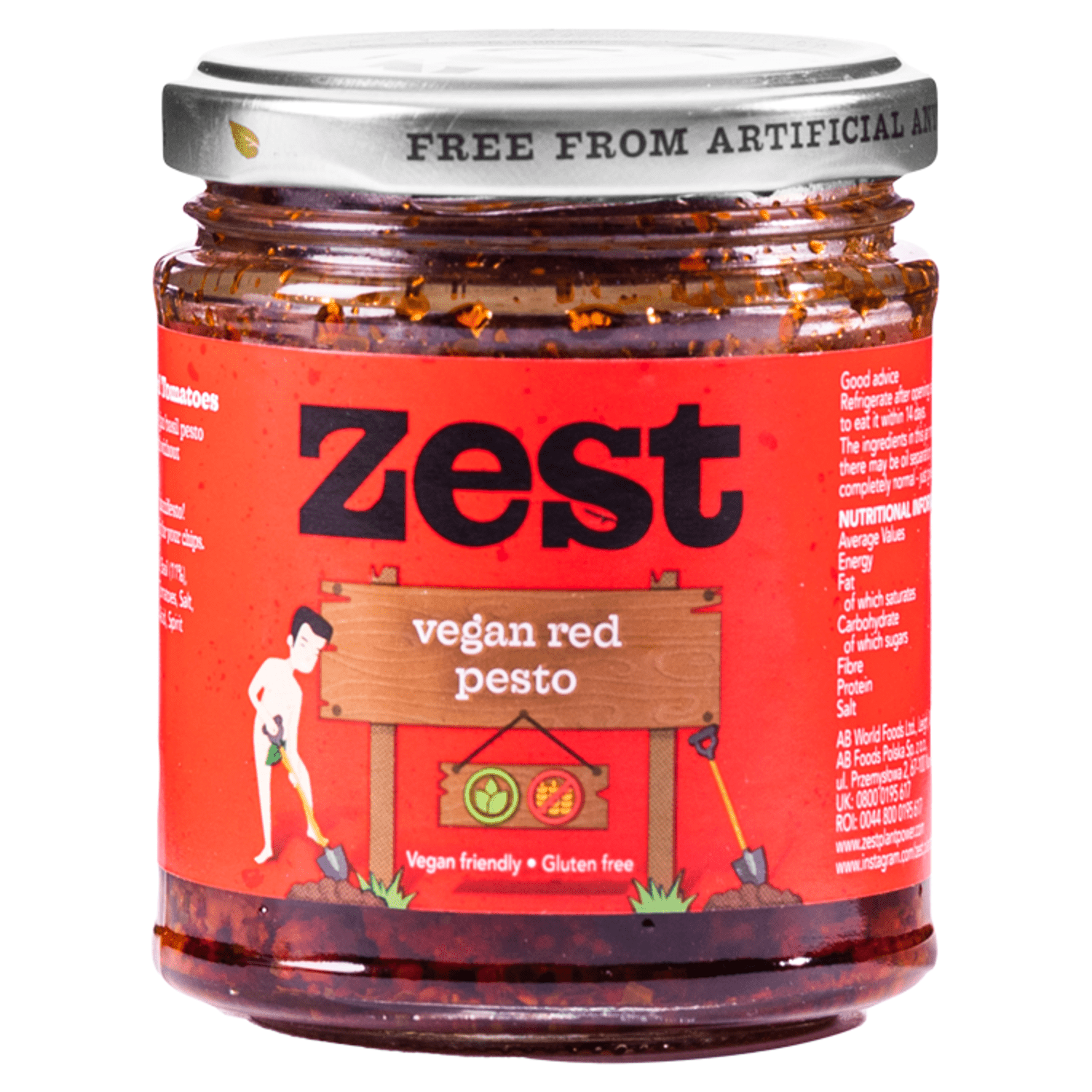 Zest Vegan Red Pesto 165g - UK Food & Drink - 5010338103590