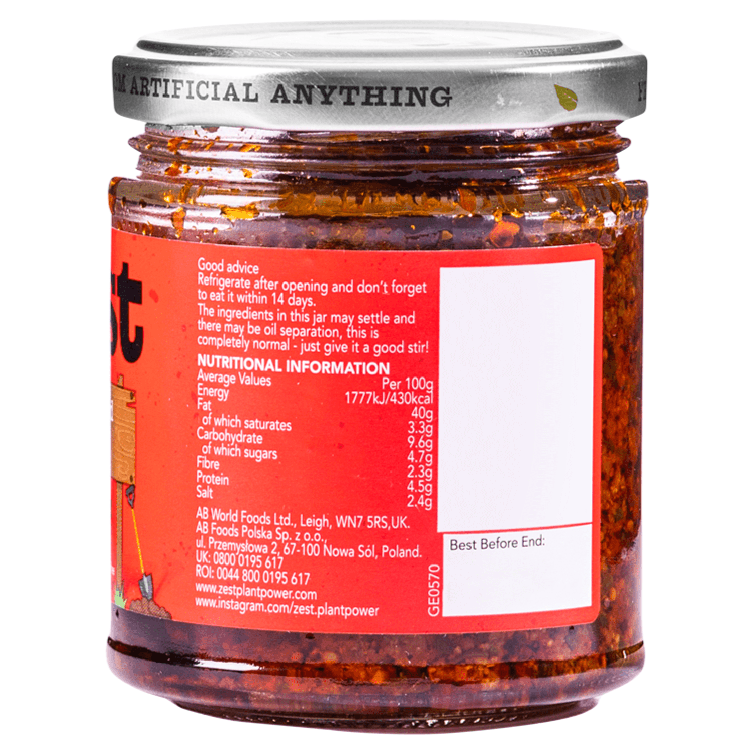 Zest Vegan Red Pesto 165g - UK Food & Drink - 5010338103590