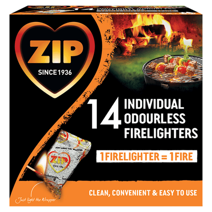 Zip 14 Individual Odourless Firelighters - UK Food & Drink - 5065000499211