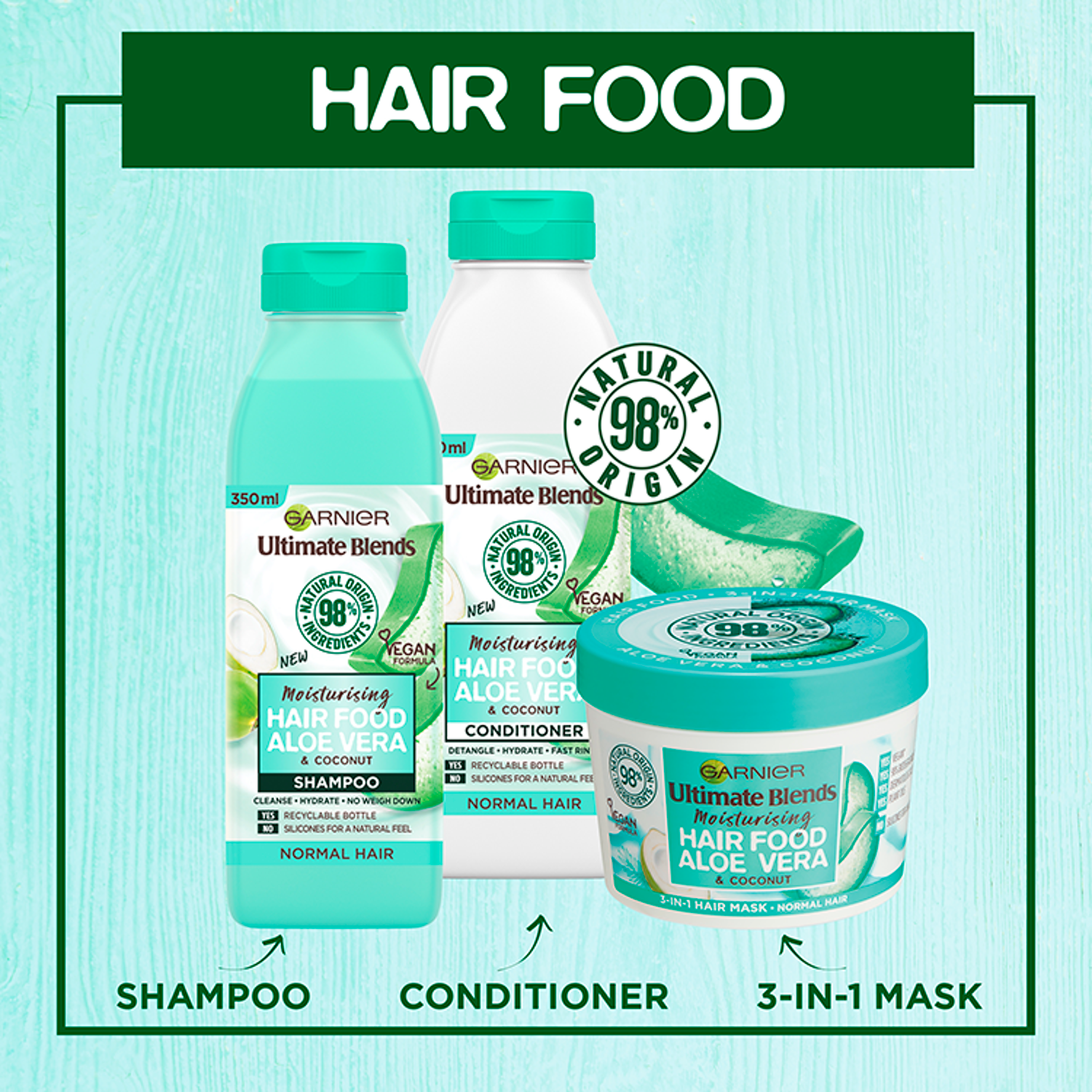 Garnier Ultimate Blends Hair Food Aloe 3in1 Mask 390ml