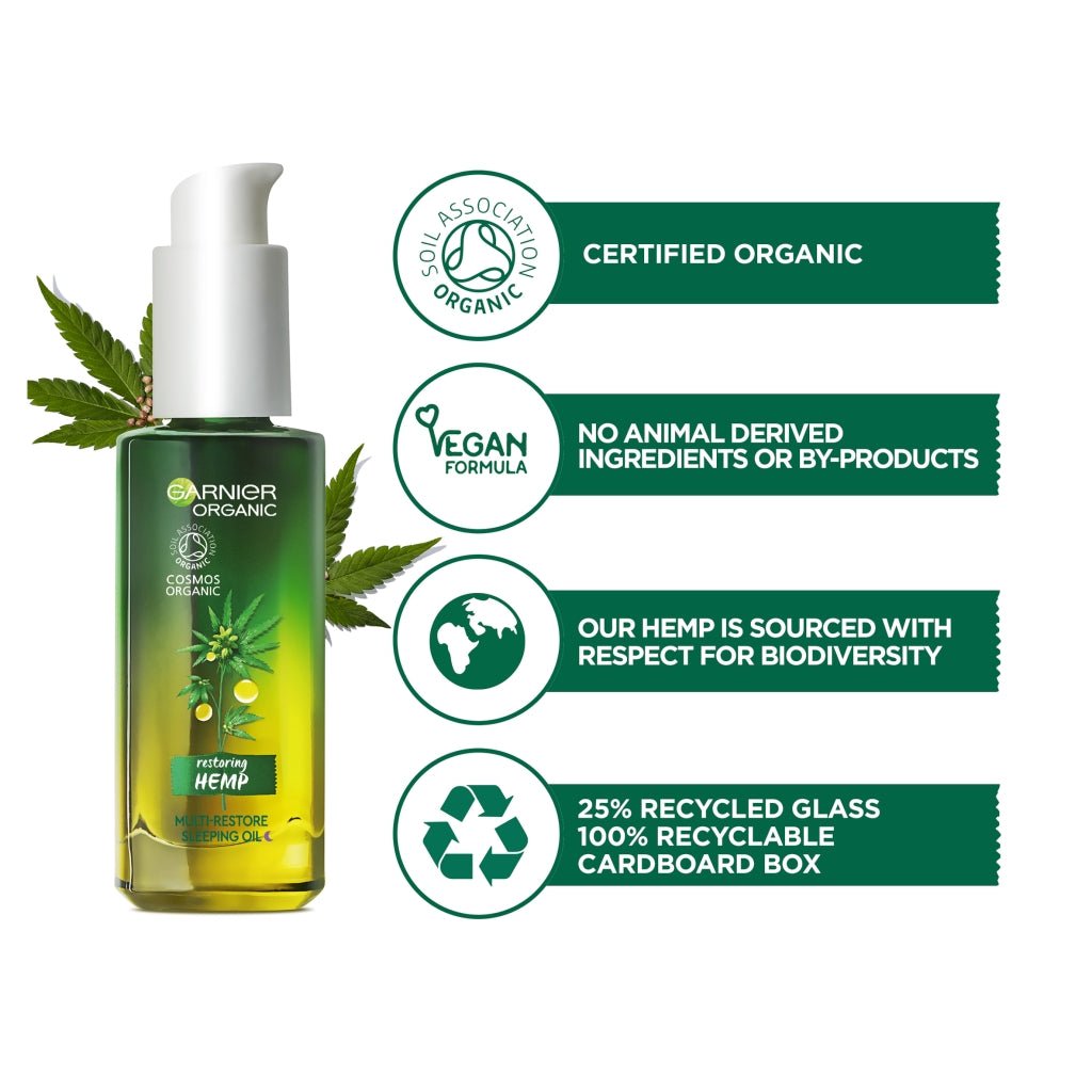 Garnier Organic Restoring Hemp Sleep Oil 30Ml - Intamarque 3600542361385