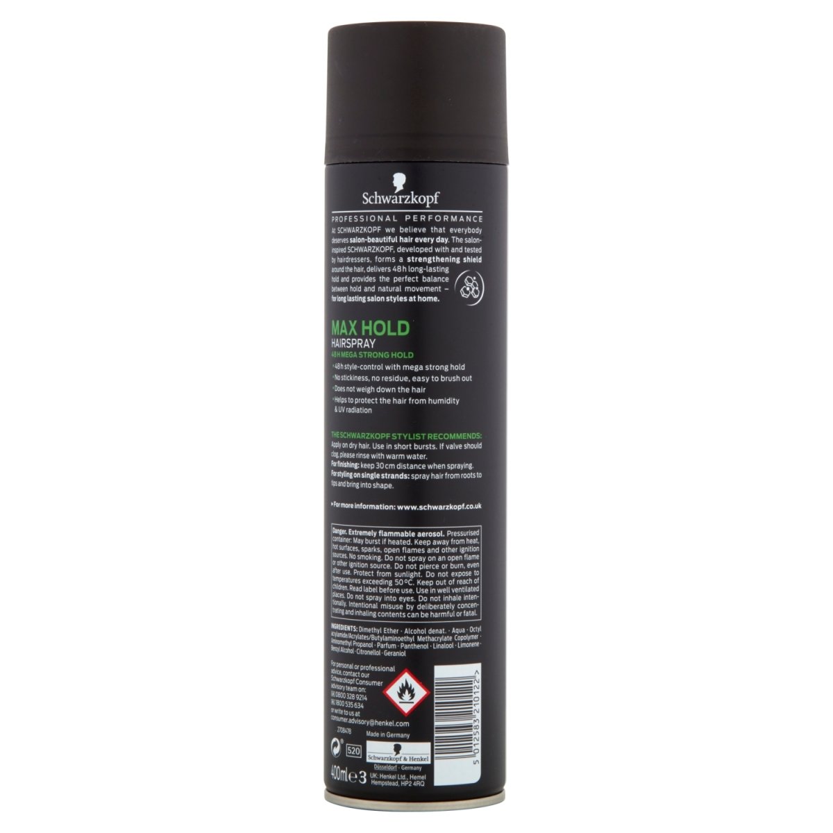 Schwarzkopf Max Hold Hairspray 400ml - Intamarque 5012583210122